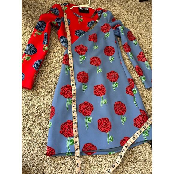 Versace Jeans Couture Womens Blue Printed Rose Cocktail and Party Dress - Picture 10 of 10